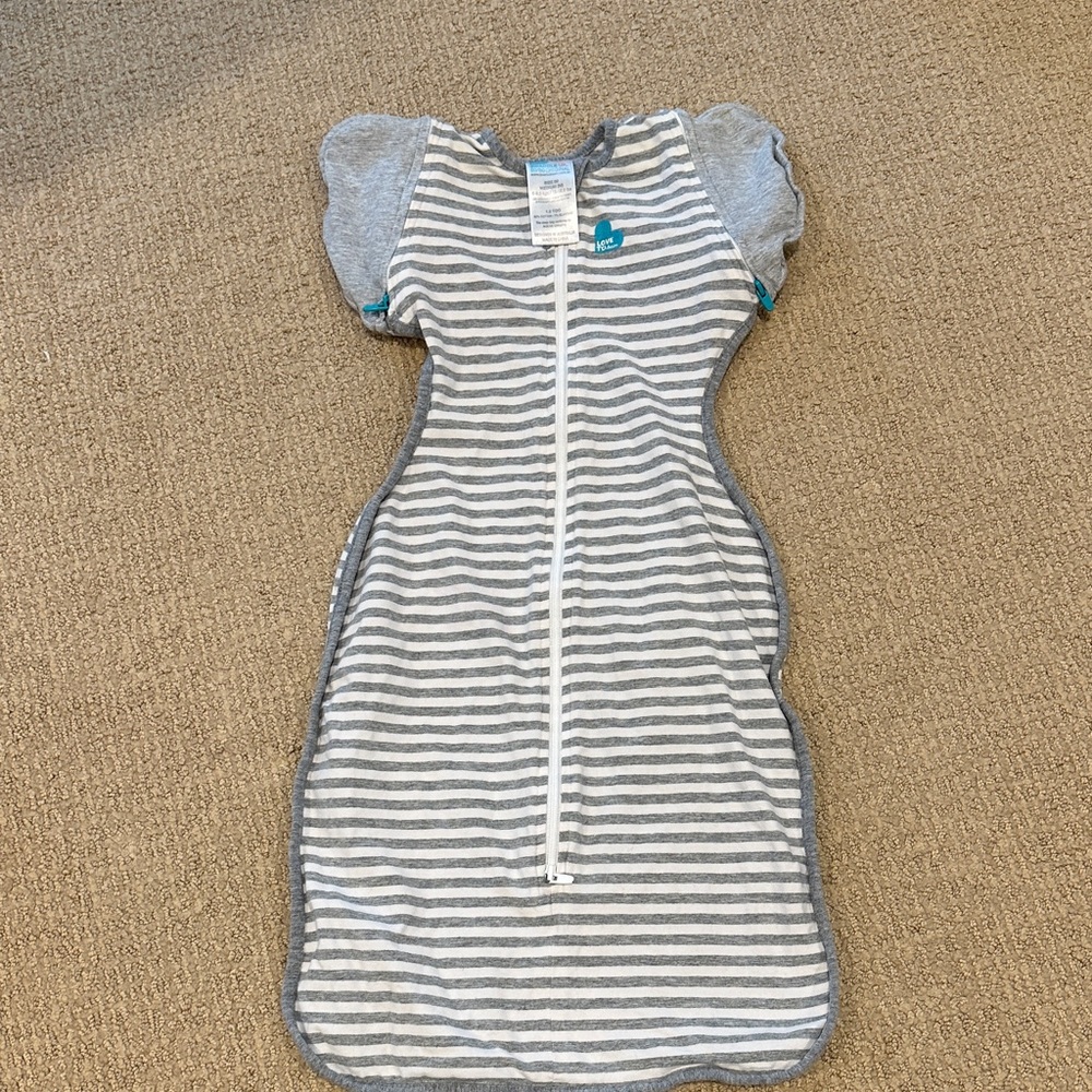 Love to Dream Gray and White Striped Sleep Sack